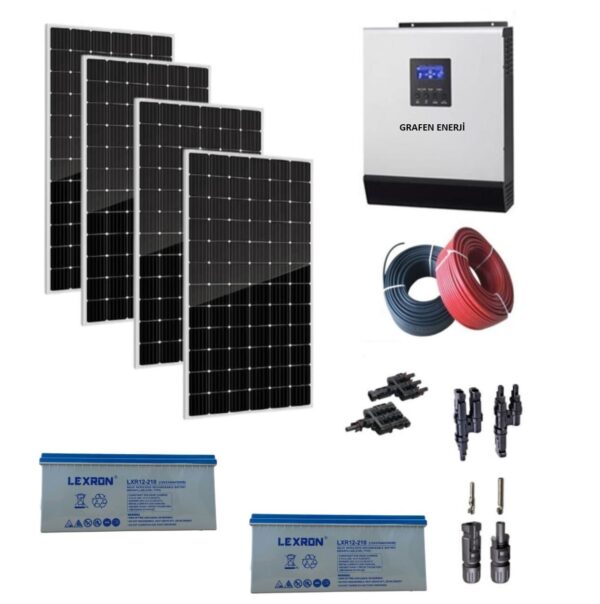 SOLAR PAKET AKÜLÜ SİSTEM 1 - MAXİMUM ÇIKIŞ 3 KW / GÜÇ ÜRETİM TOPLAM 6000 WATT