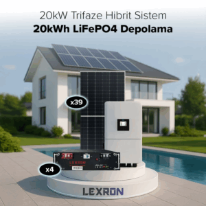 20KW TRİFAZE HİBRİT SİSTEM VE DEPOLAMA SİSTEMİ DAHİL KURULUM DAHİL
